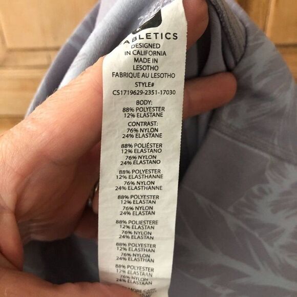 Fabletics Women's Size Small Blue Gray Floral Leggings Athletic Workout - Picture 5 of 8